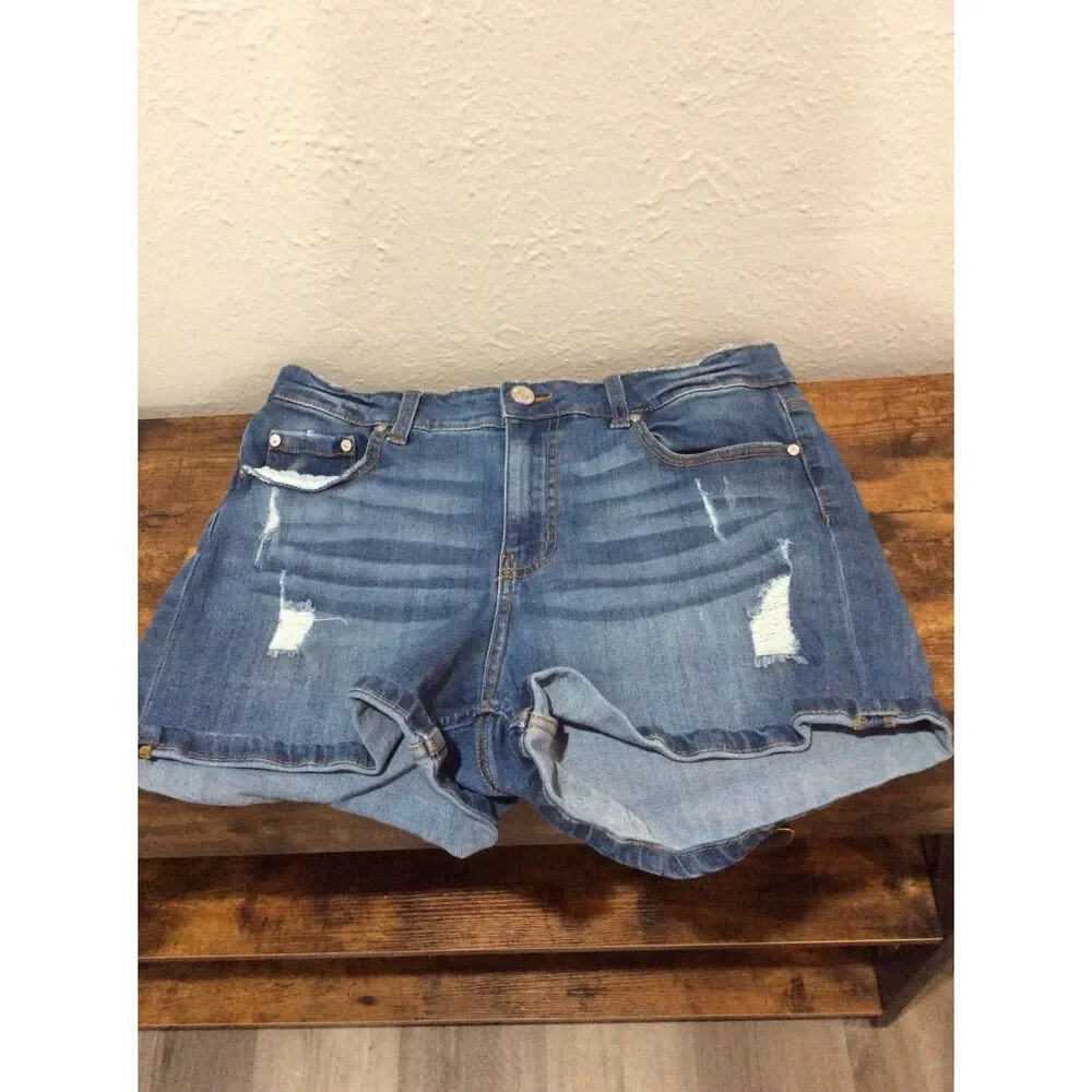 Garage Denim shorts Size 1 juniors stretch distressed retro high waist